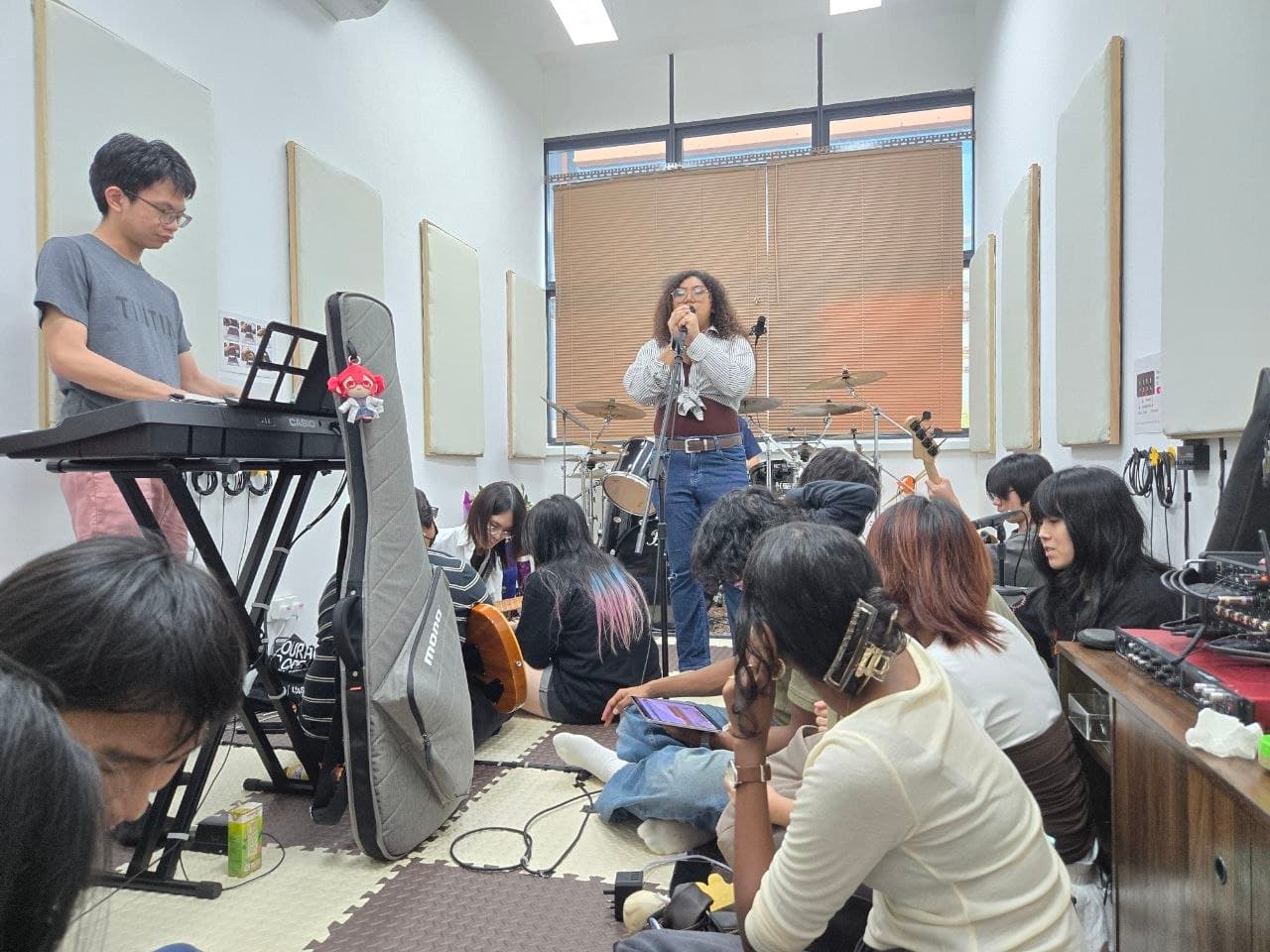Musicians performing together at a jam night